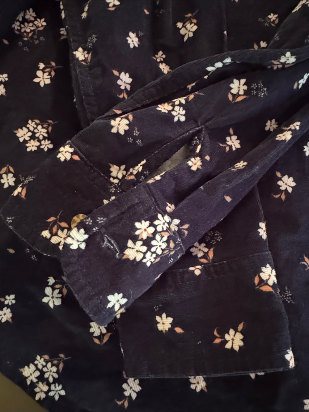 JACHS Girlfriend Navy Floral Corduroy Button-Up Shirt - Picture 7 of 7